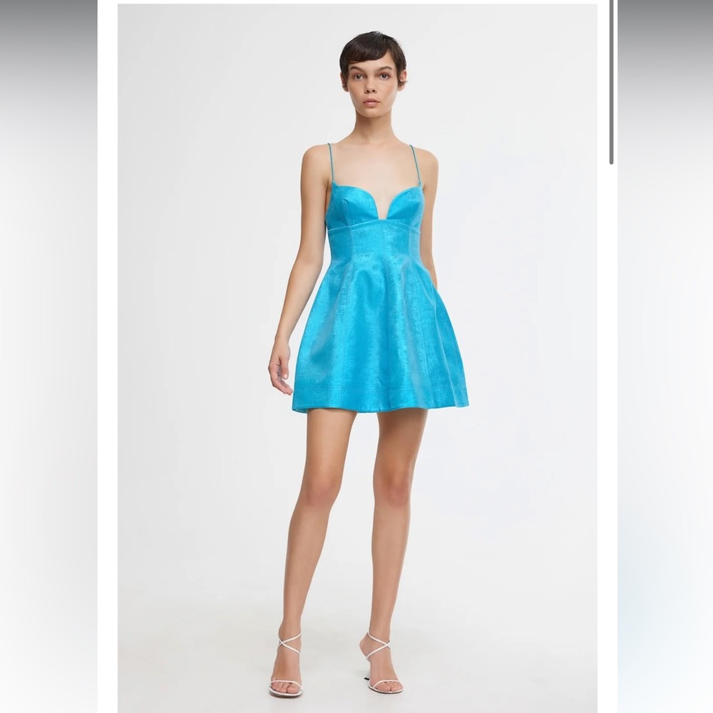 NWT Acler Metallic Blue Mini Dress - The Mornington Dress Size 10